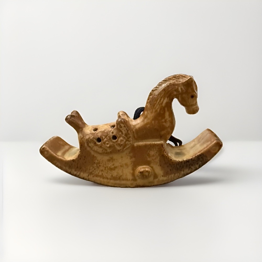 Rocking Horse Ornament Pomander Stoneware Prestige Museum Folk Art Japan Vintage